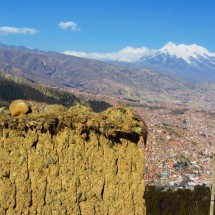 La Paz with majestic Illimani, with 6462 meters the highest mountain of the Cordillera Real